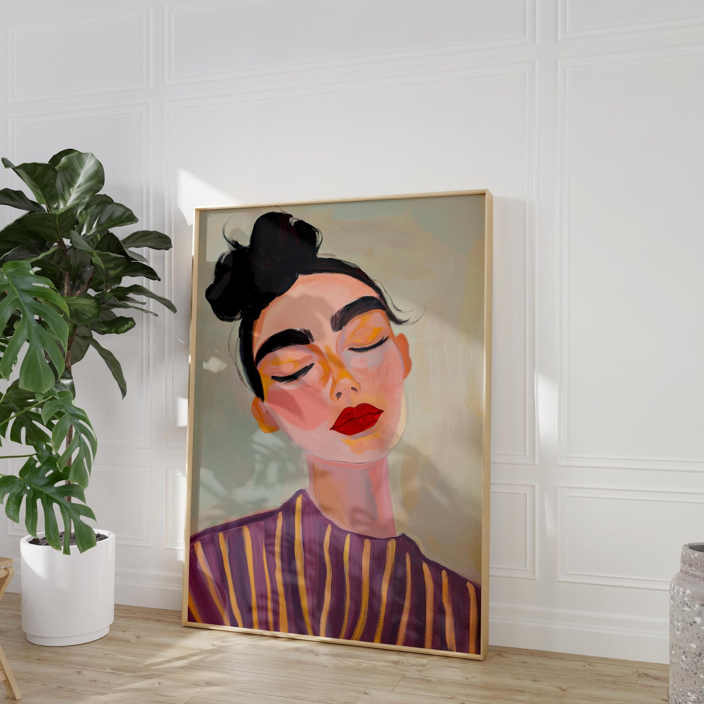 Modern woman portrait, dreamy abstract feminine