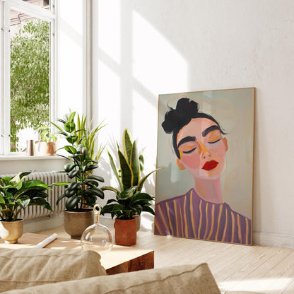 Modern woman portrait, dreamy abstract feminine