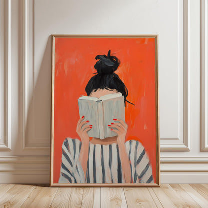 reading woman art print, feminine cozy wall art