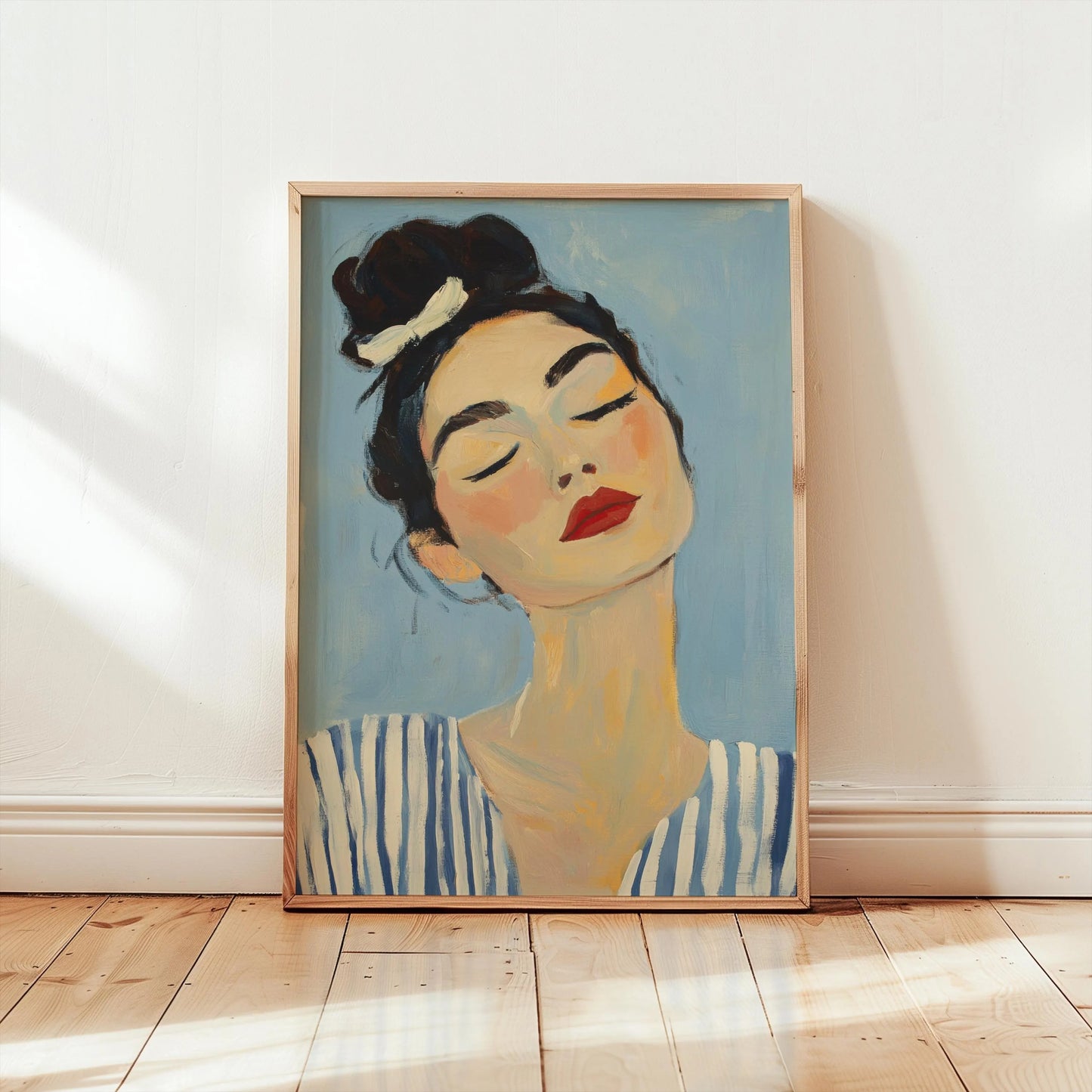 Empowered woman portrait, elegant feminist, vintage inspired red lips wall art