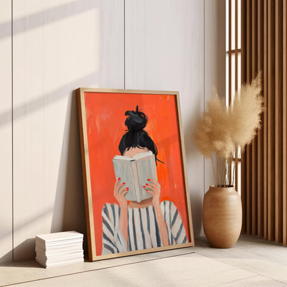reading woman art print, feminine cozy wall art